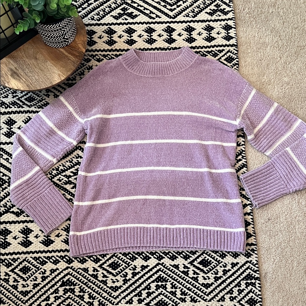 Rachel Zoe Lavender and White Striped Sweater